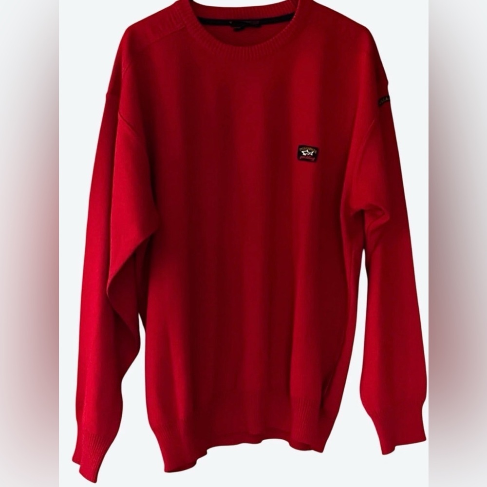 Paul & Shark Yachting Men's XXL Long Sleeve Crew Neck Red Wool Blend Sweater - Picture 2 of 10